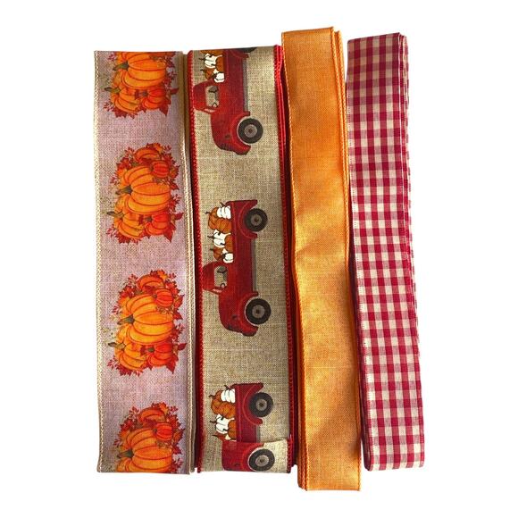 Fall Wreath Kit | Red Truck Welcome Sign & Pumpkin Ribbon Bundle | Autumn DIY - Picture 7 of 9